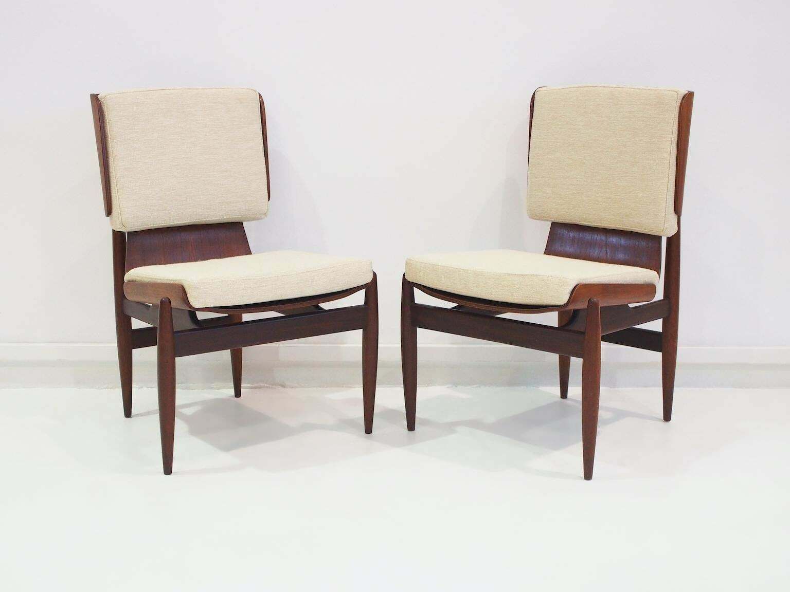 Pair Of Italian Modernist Wooden Side Chairs By Barovero photo Furniture