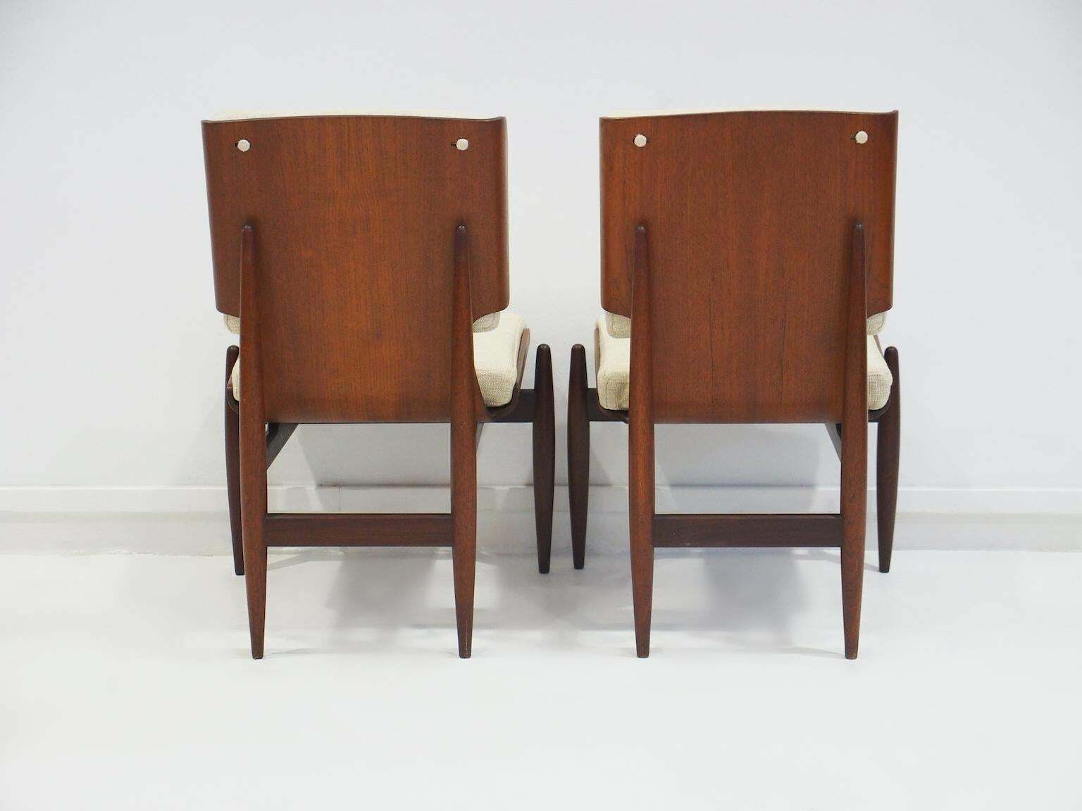 Furniture Pair Of Italian Modernist Wooden Side Chairs By Barovero photo