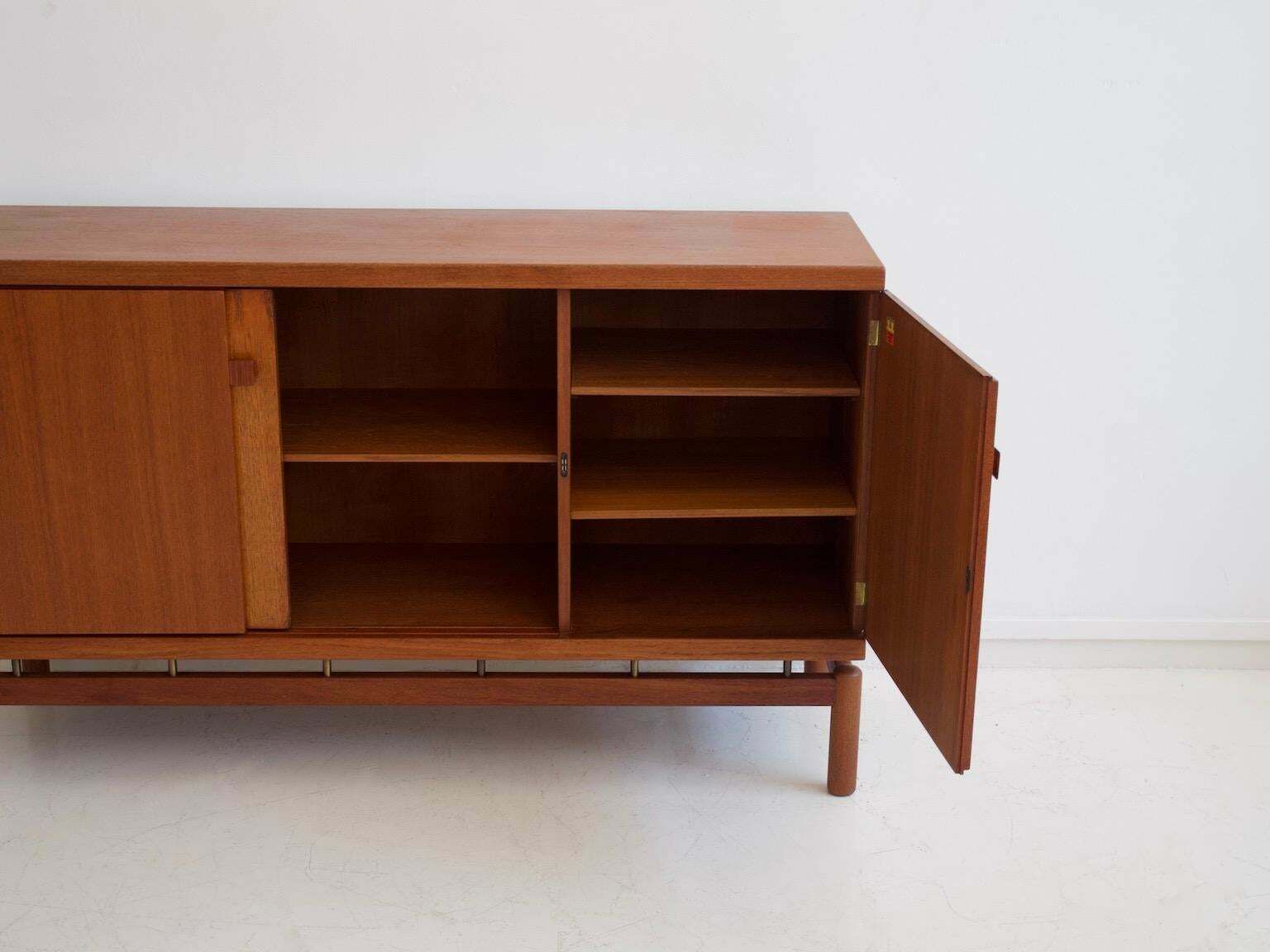 Furniture Mid 20th Century Modern Teak Sideboard With Brass Details photo