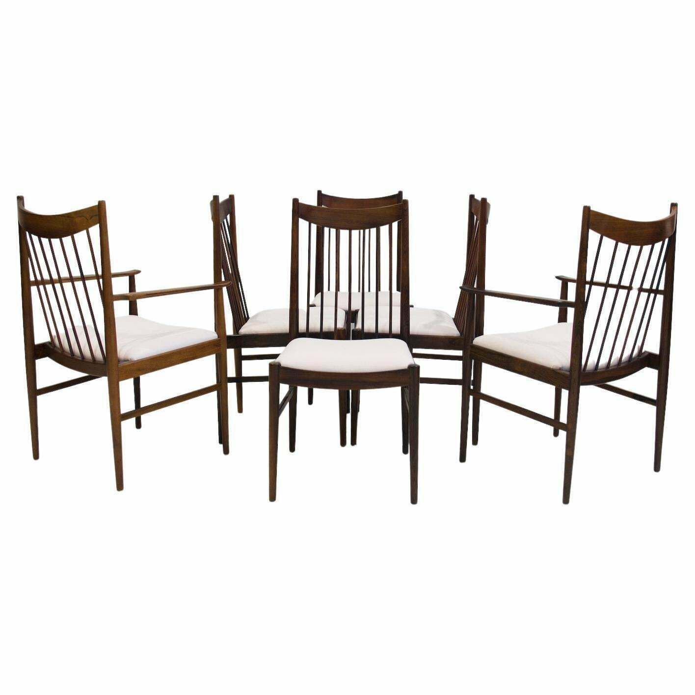 Set Of Six Arne Vodder Model 422 Wooden Dining Chairs With Fabric Upholstery