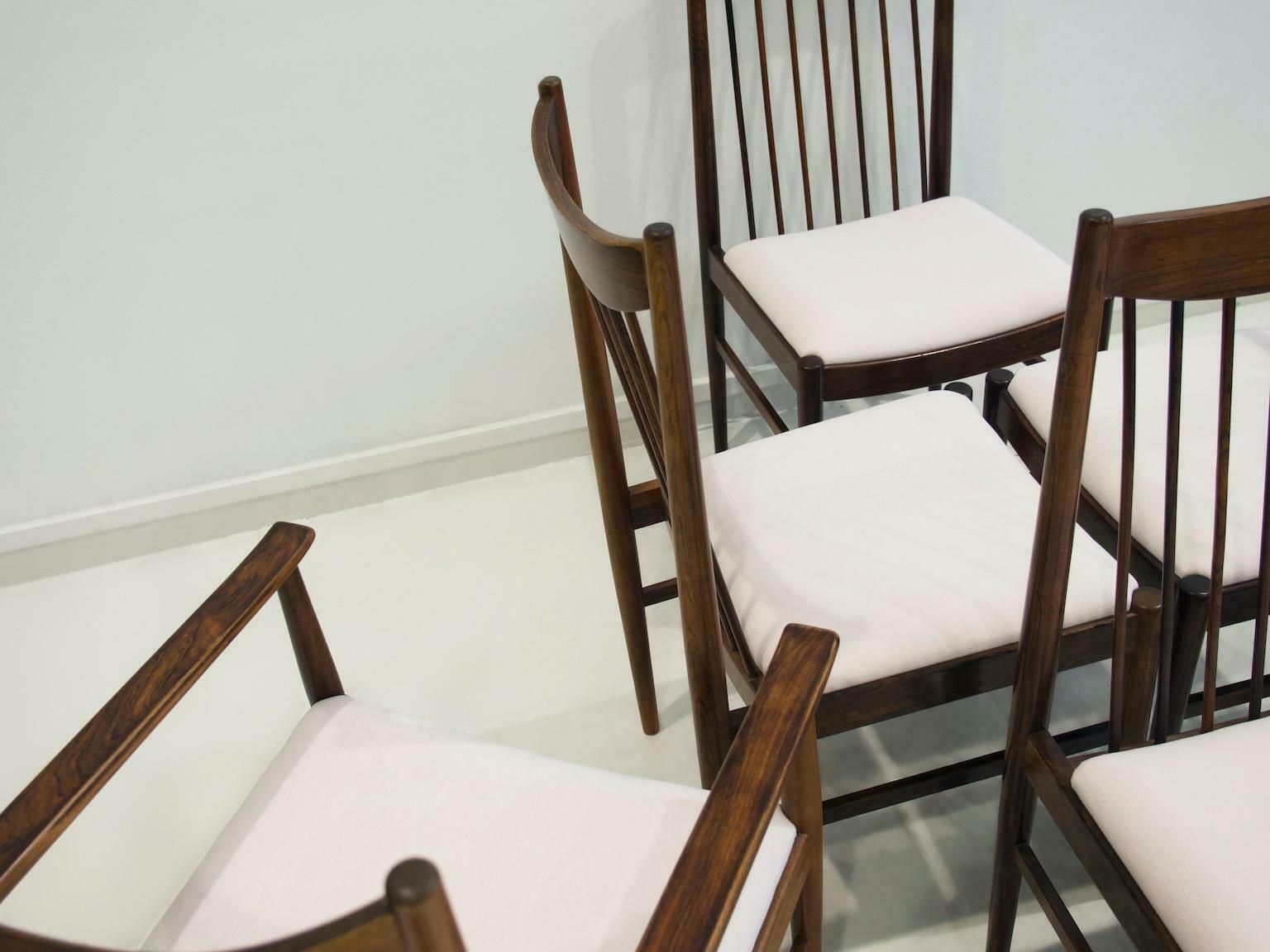 Set Of Six Arne Vodder Model 422 Wooden Dining Chairs With Fabric Upholstery photo vinterior
