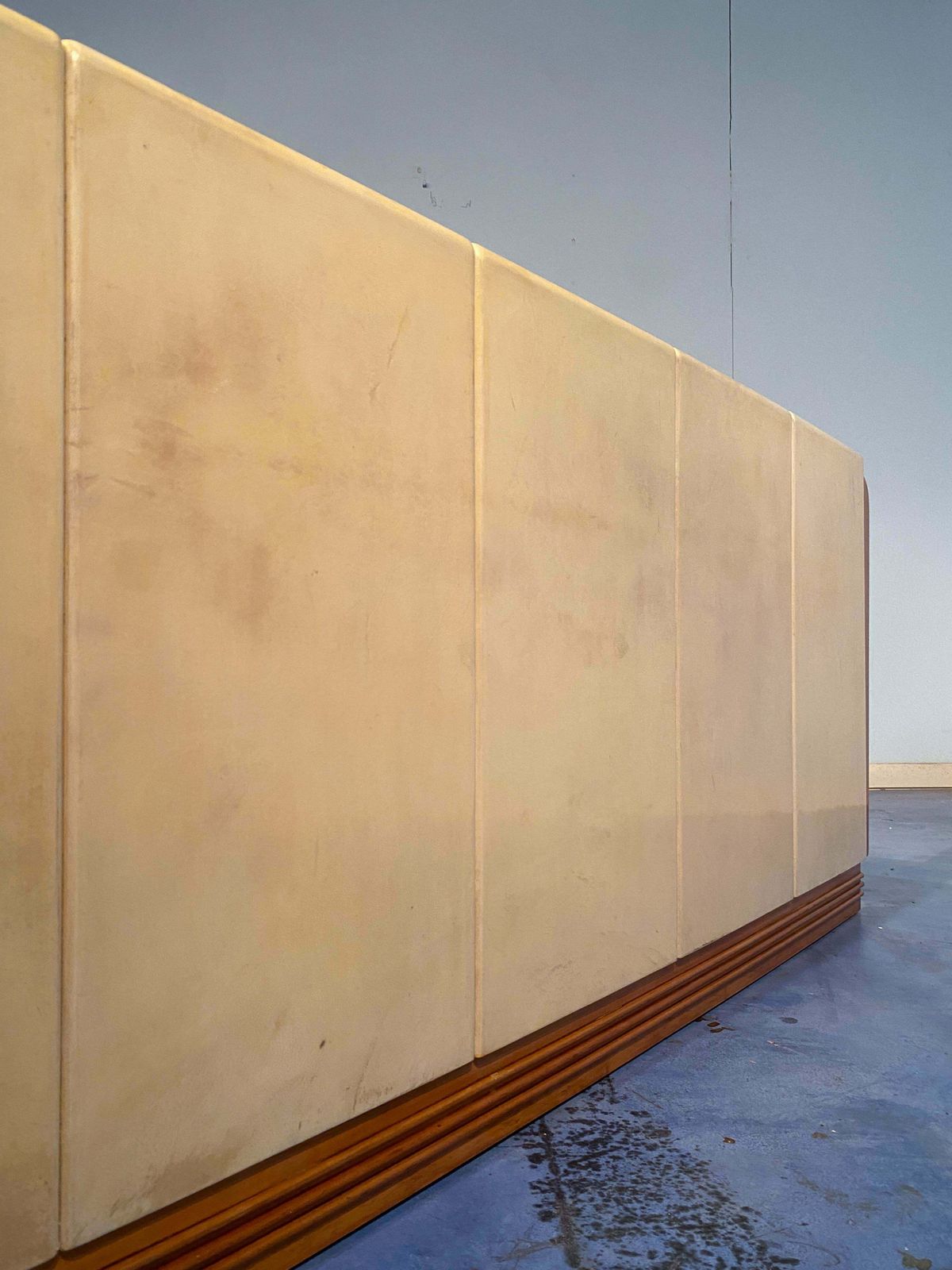 photo for sale Italian Midcentury Cherry Parchment Bed By Osvaldo Borsani, 1950s