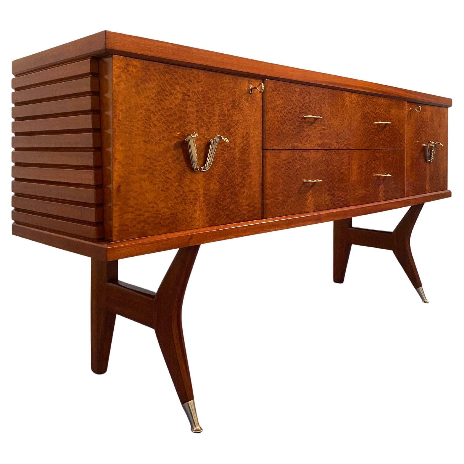 Italian Midcentury Amboyna Briar Sideboard By Vittorio Dassi, 1950s photo for sale