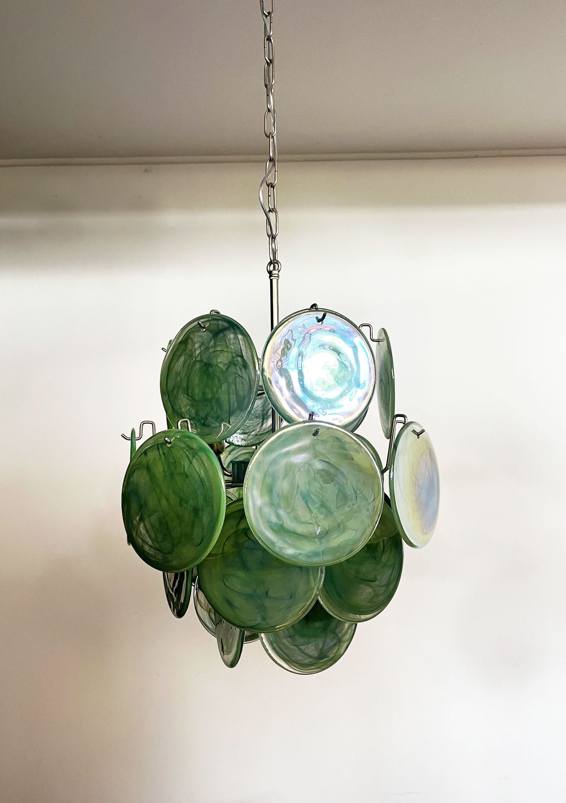 Vintage Italian Murano Chandelier   24 Green Disks photo vintage