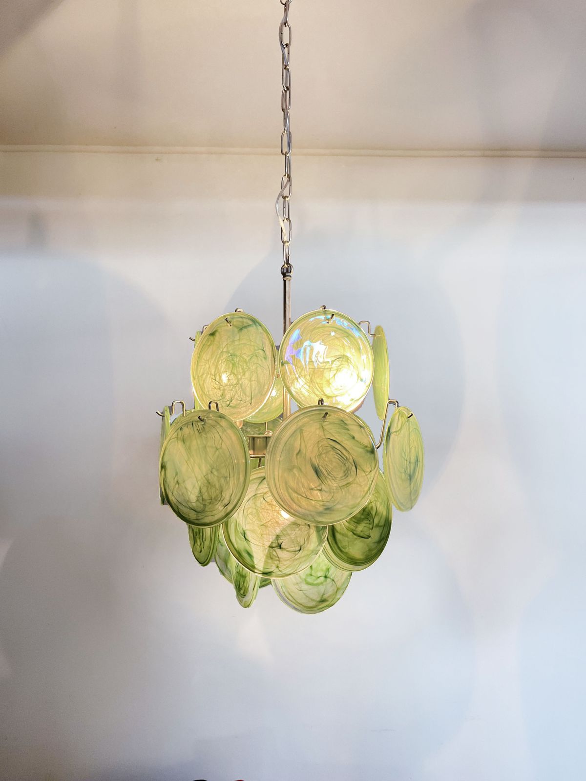 photo for sale Vintage Italian Murano Chandelier   24 Green Disks