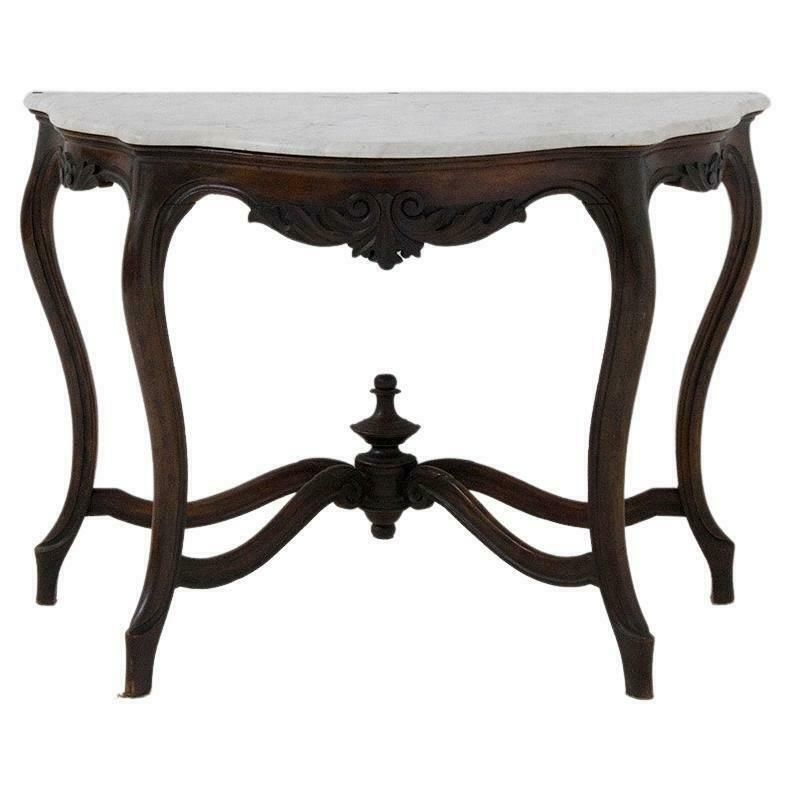 Antique Italian Console In Wood And White Marble