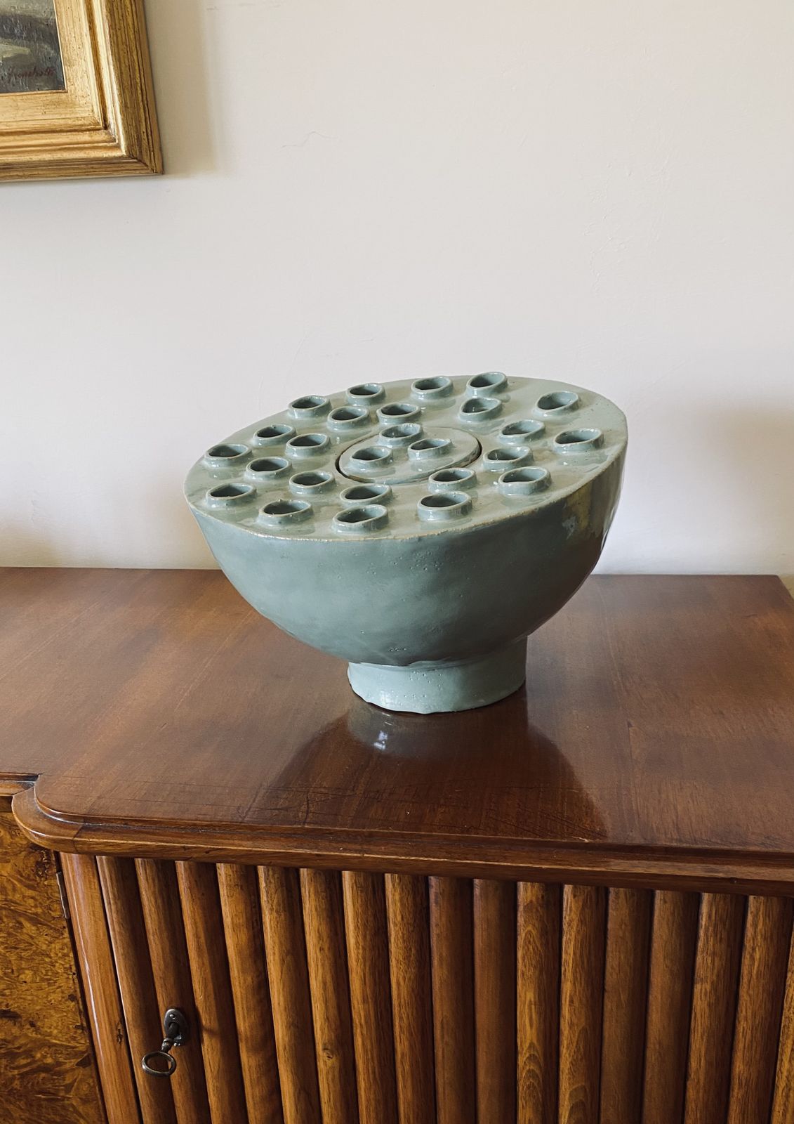 Organic Modern Aquamarine Ceramic Lamp, France, 1980s photo buy