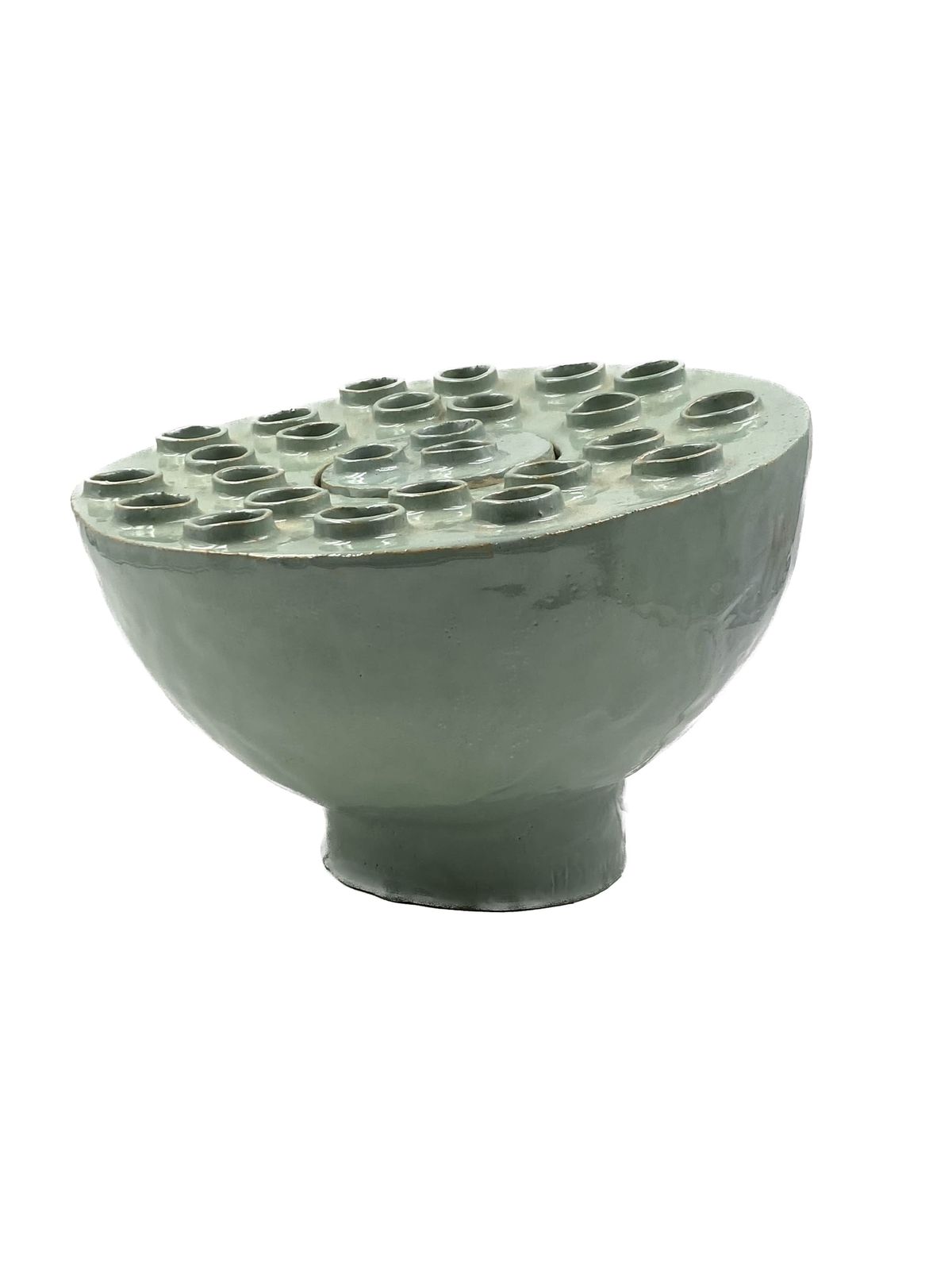 photo for sale Organic Modern Aquamarine Ceramic Lamp, France, 1980s