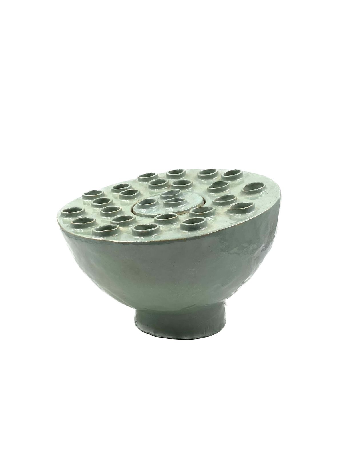 Organic Modern Aquamarine Ceramic Lamp, France, 1980s