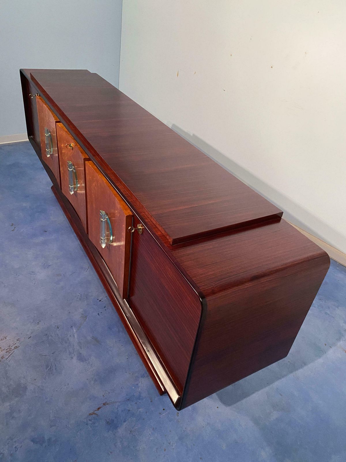 photo for sale Italian Art Deco Sideboard With Bar Cabinet Attributed To Osvaldo Borsani, 1940s