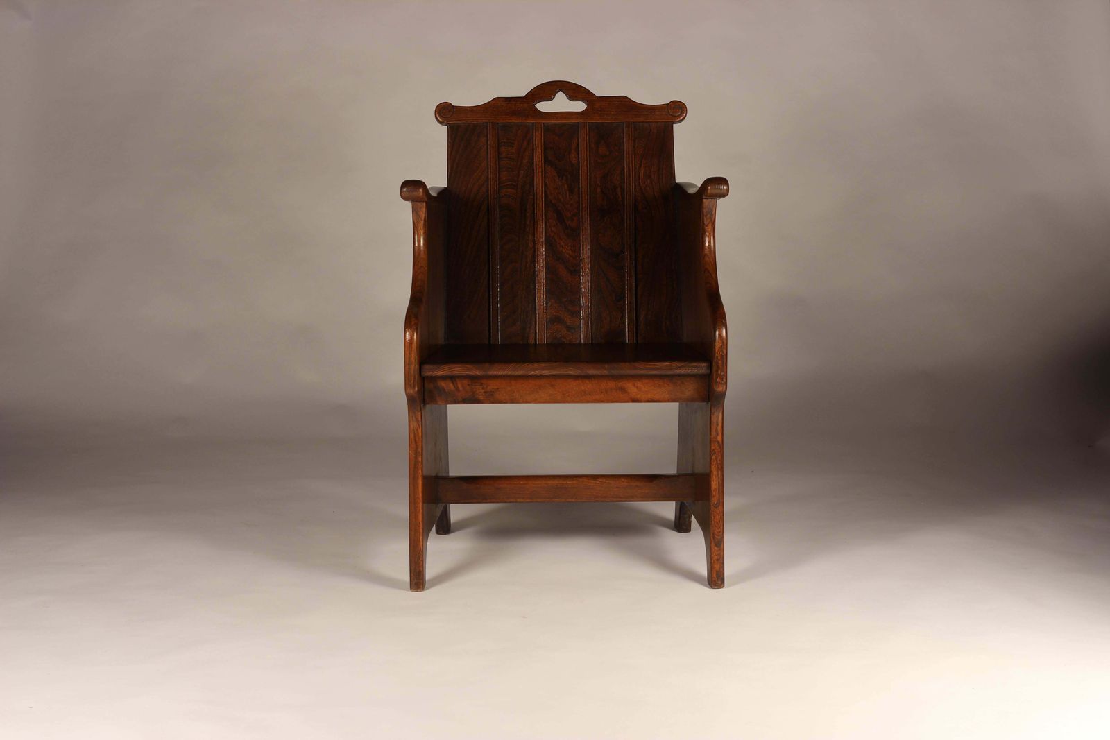 Set Of Elm Tub Arts And Crafts Chairs With Panelled Backs And Carry Handles photo furniture