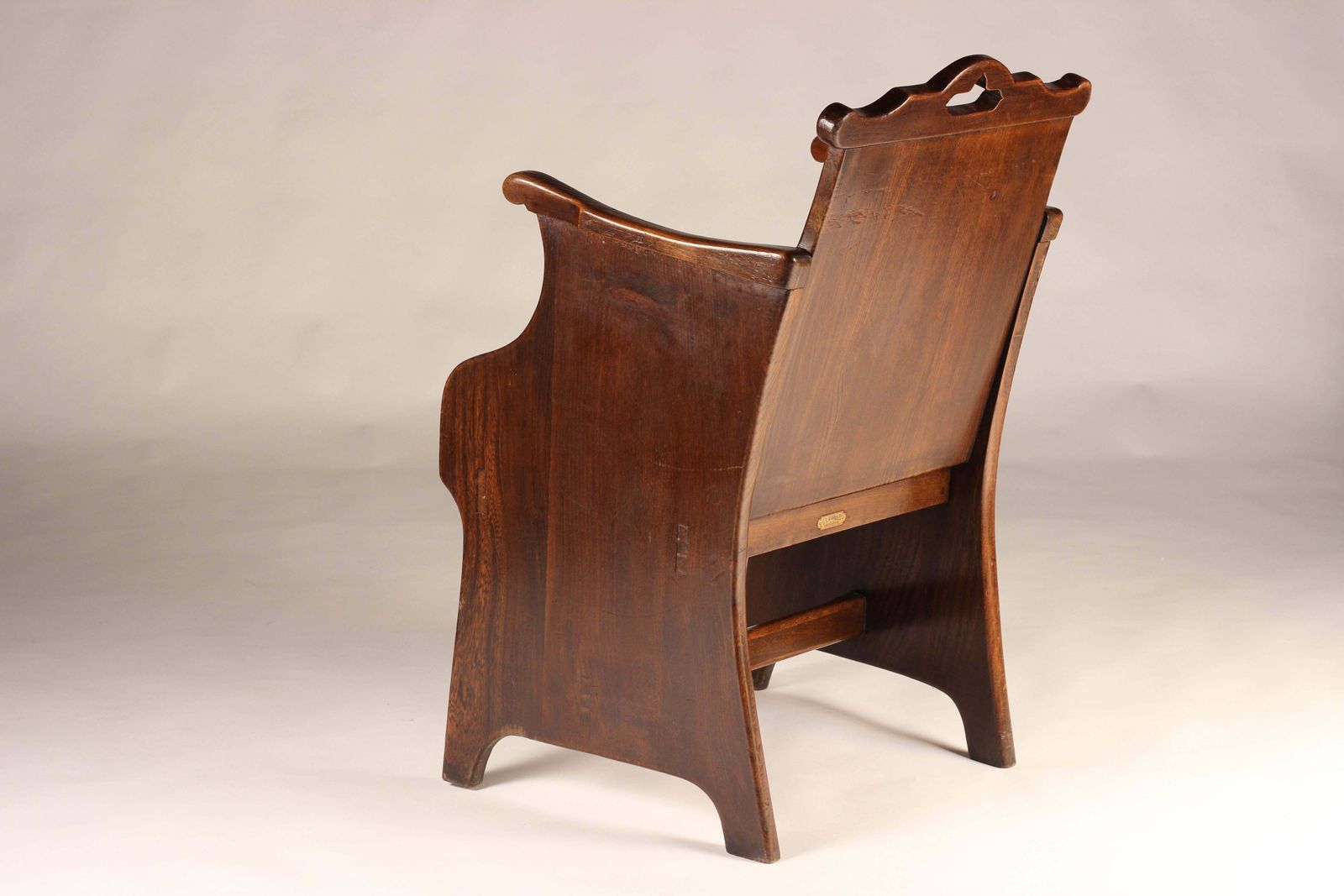 Furniture Set Of Elm Tub Arts And Crafts Chairs With Panelled Backs And Carry Handles photo