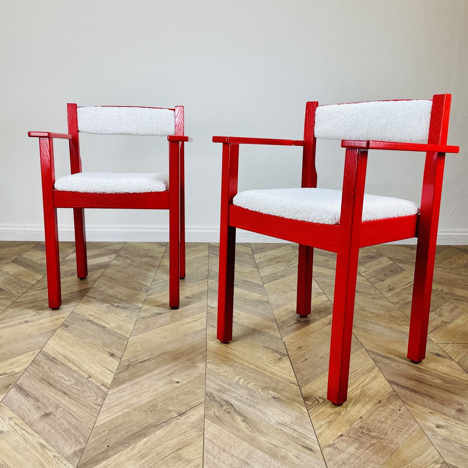 Mid Century Red Modernist Armchairs, Circa 1970s, Set Of 2 photo 360.0