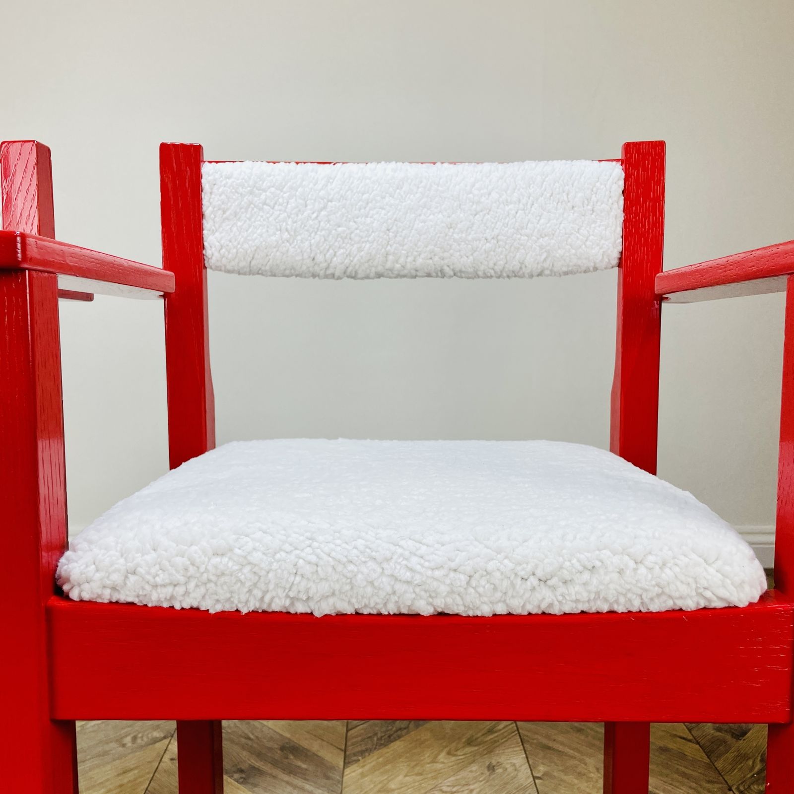 360.0 Mid Century Red Modernist Armchairs, Circa 1970s, Set Of 2 photo
