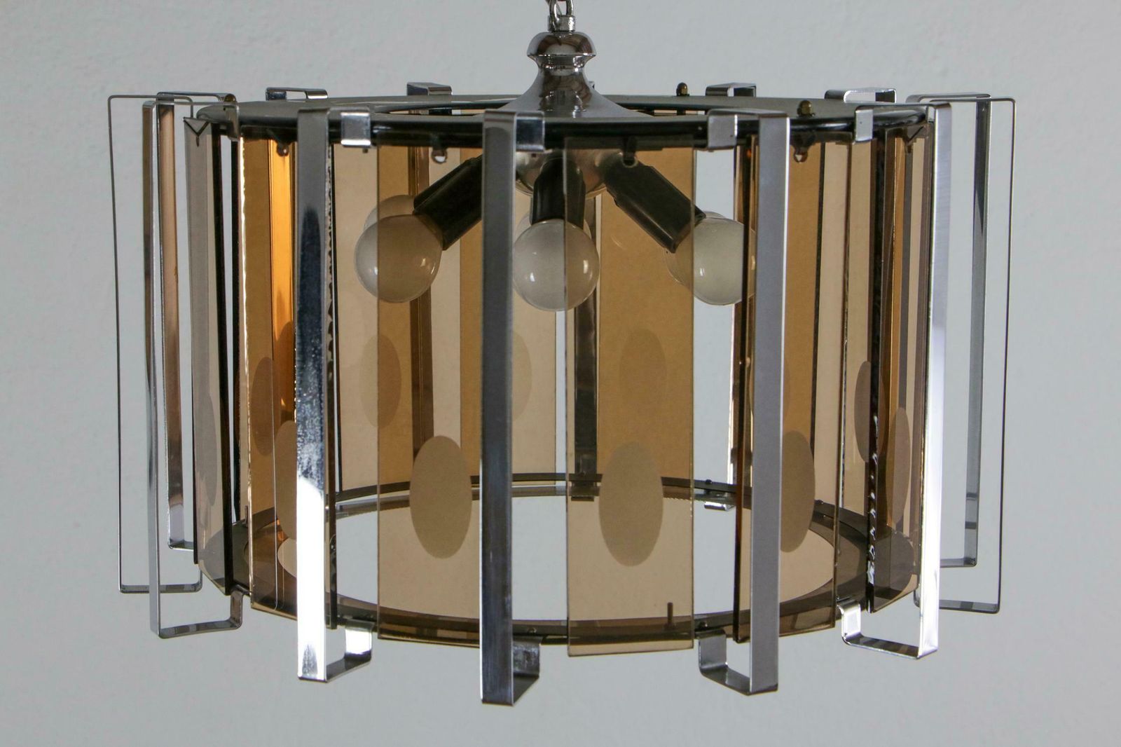 Midcentury Six Lights Black And Chromed Chandelier Attributed To Gino Vistosi photo 1067.0
