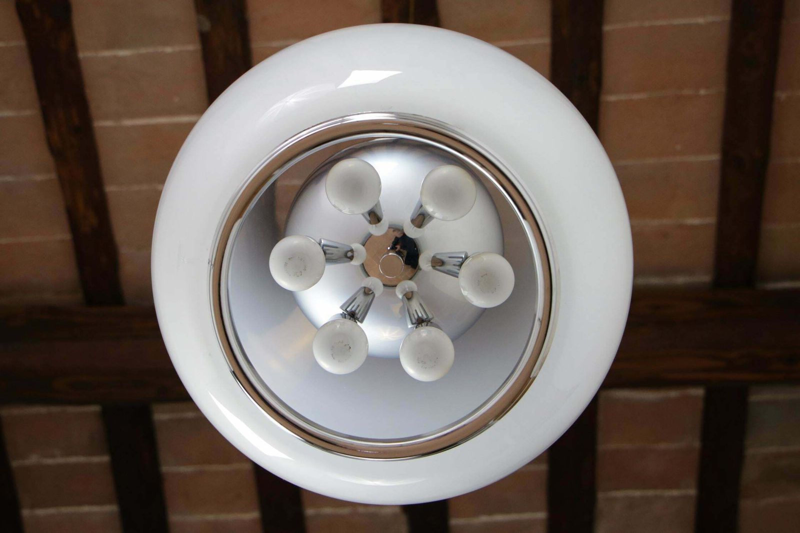 Italian Midcentury Space Age Pendant Lamp Designed By Carlo Nason For Mazzega photo vintage