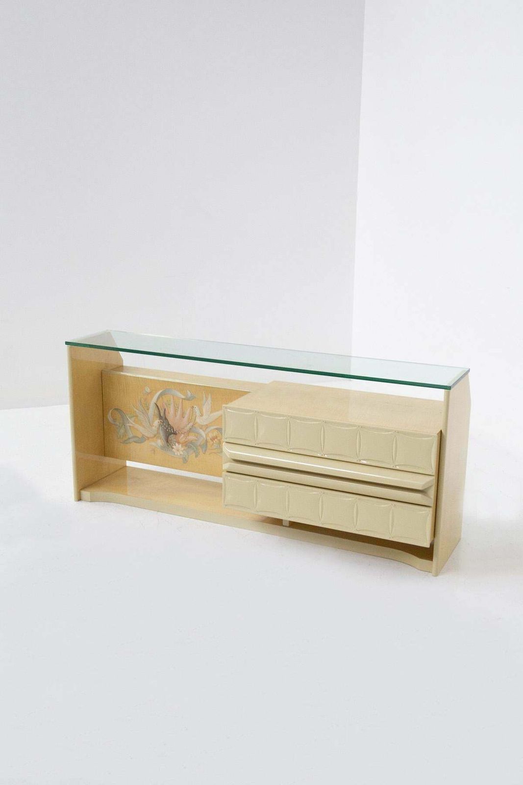 Italian Chest Of Drawers By Giovanni Gariboldi In Inlaid Wood And Glass photo furniture