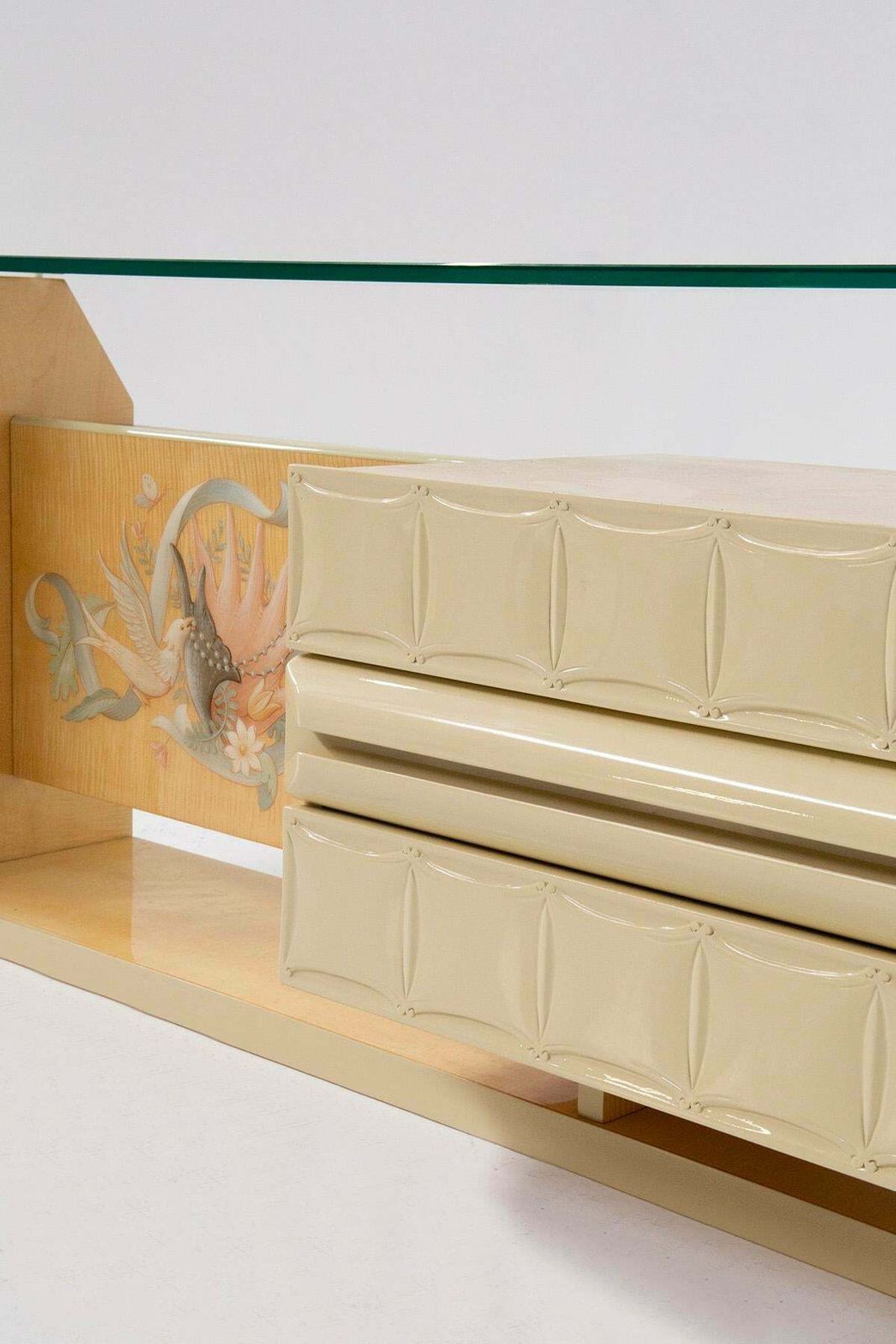 Italian Chest Of Drawers By Giovanni Gariboldi In Inlaid Wood And Glass photo Furniture
