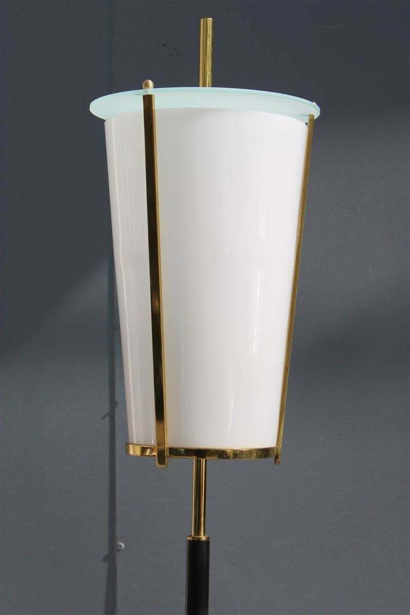 Mid Century Italian Floor Lamp Stilnovo Marble Brass Plexiglass photo for sale