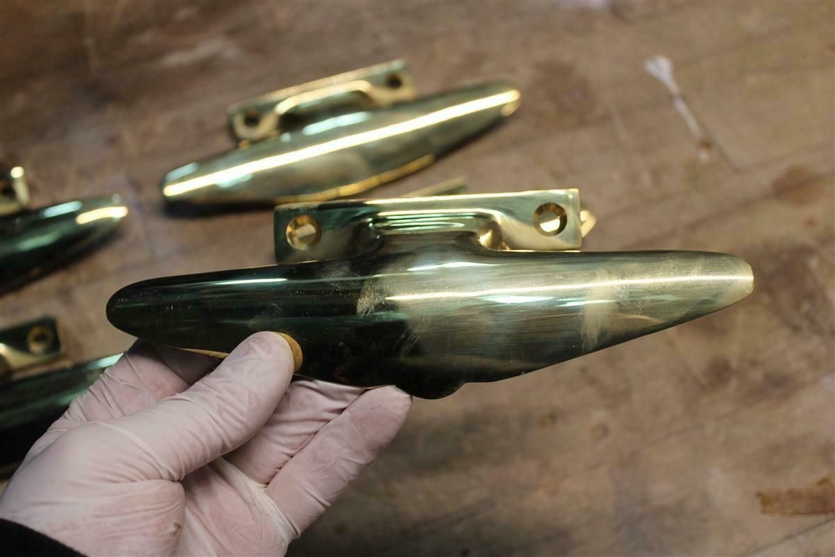 Mid Century Pair Of Italian 1950s Handles Solid Brass Gold Aeroplane Tail Italy photo buy