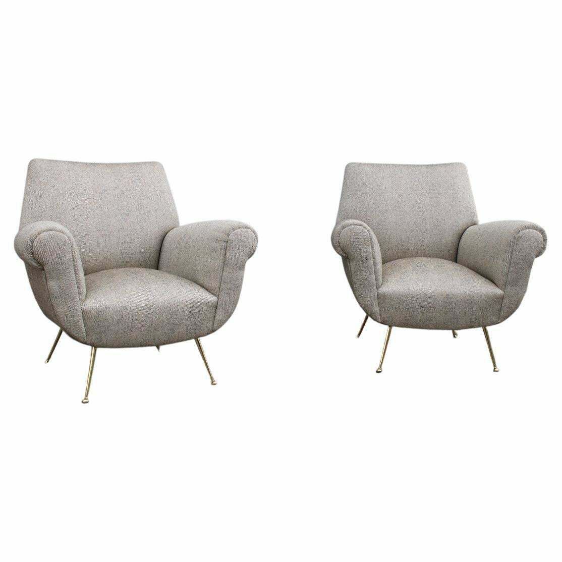 Pair Mid Century Italian Design Armchairs Gigi Radice For Minotti 1950s