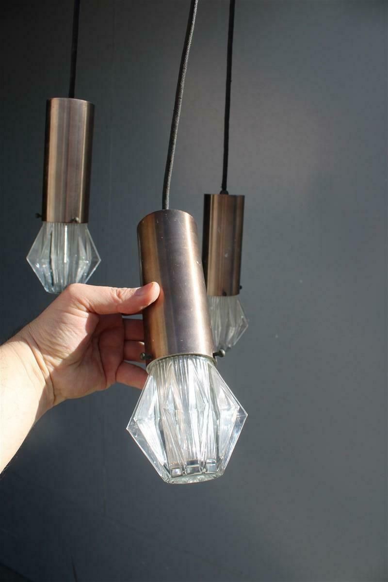 Stilux Ceiling Lamp Aluminium And Glass Sculpture Italian Design 1950s photo vintage
