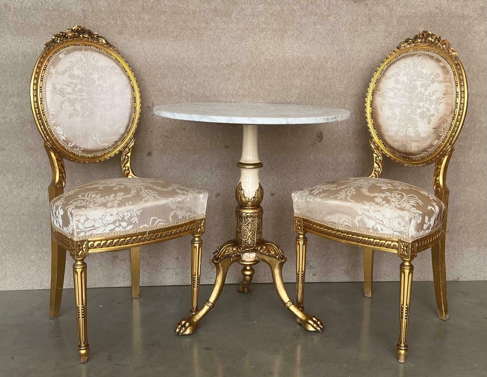 photo for sale Antique French Louis XVI Style Parcel Gilt And Painted Side Chair