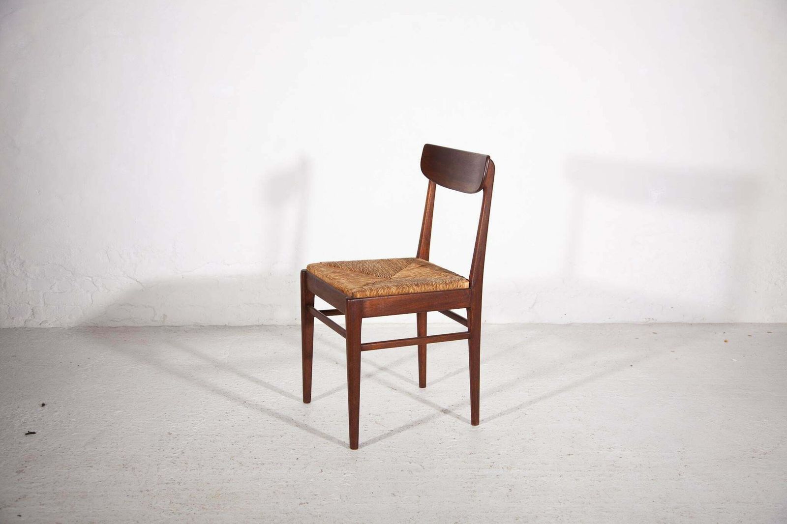 Teak Dining Chairs With Rattan Seat 1959, Belgium photo 882.0