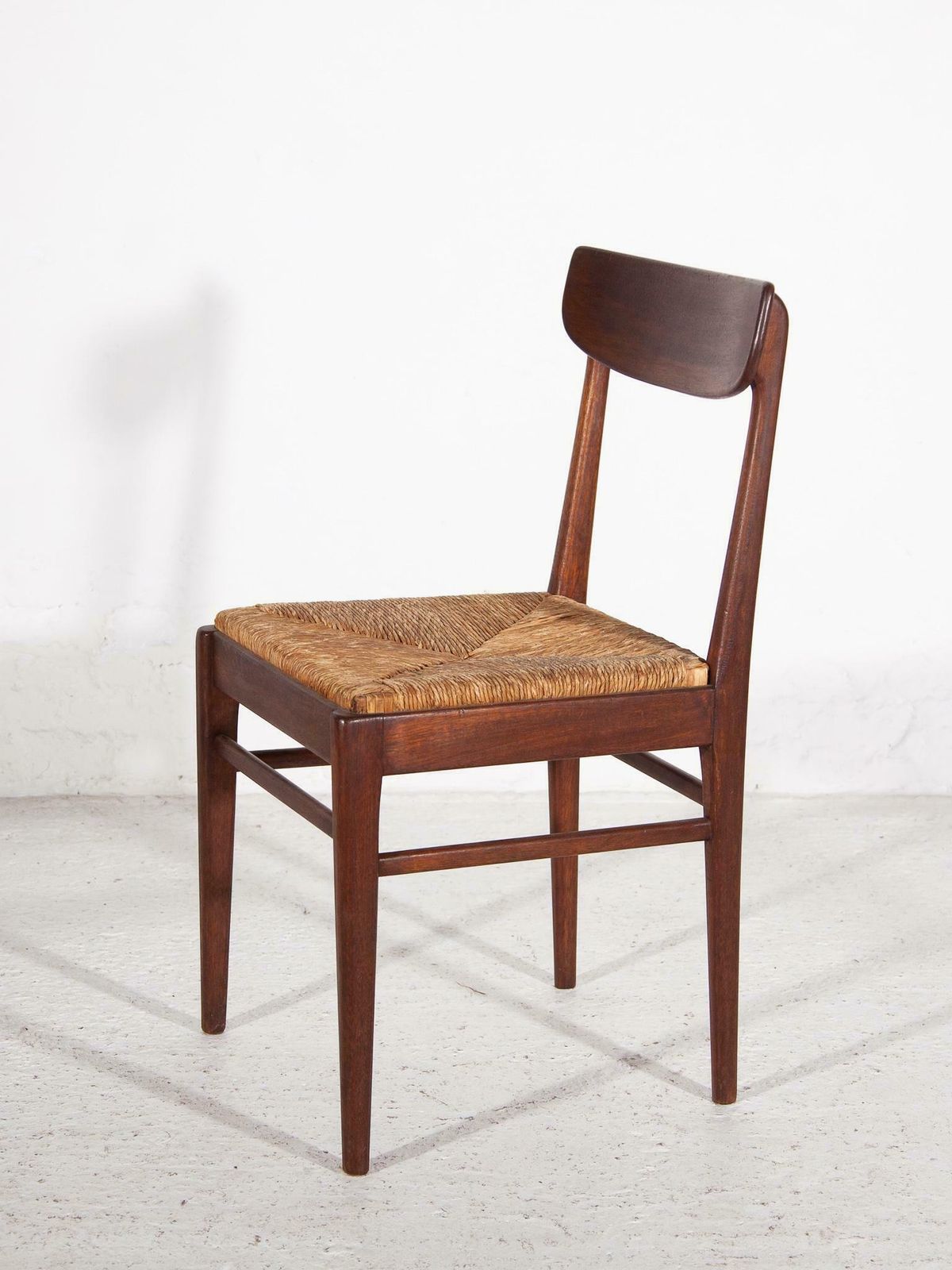 Teak Dining Chairs With Rattan Seat 1959, Belgium photo vinterior