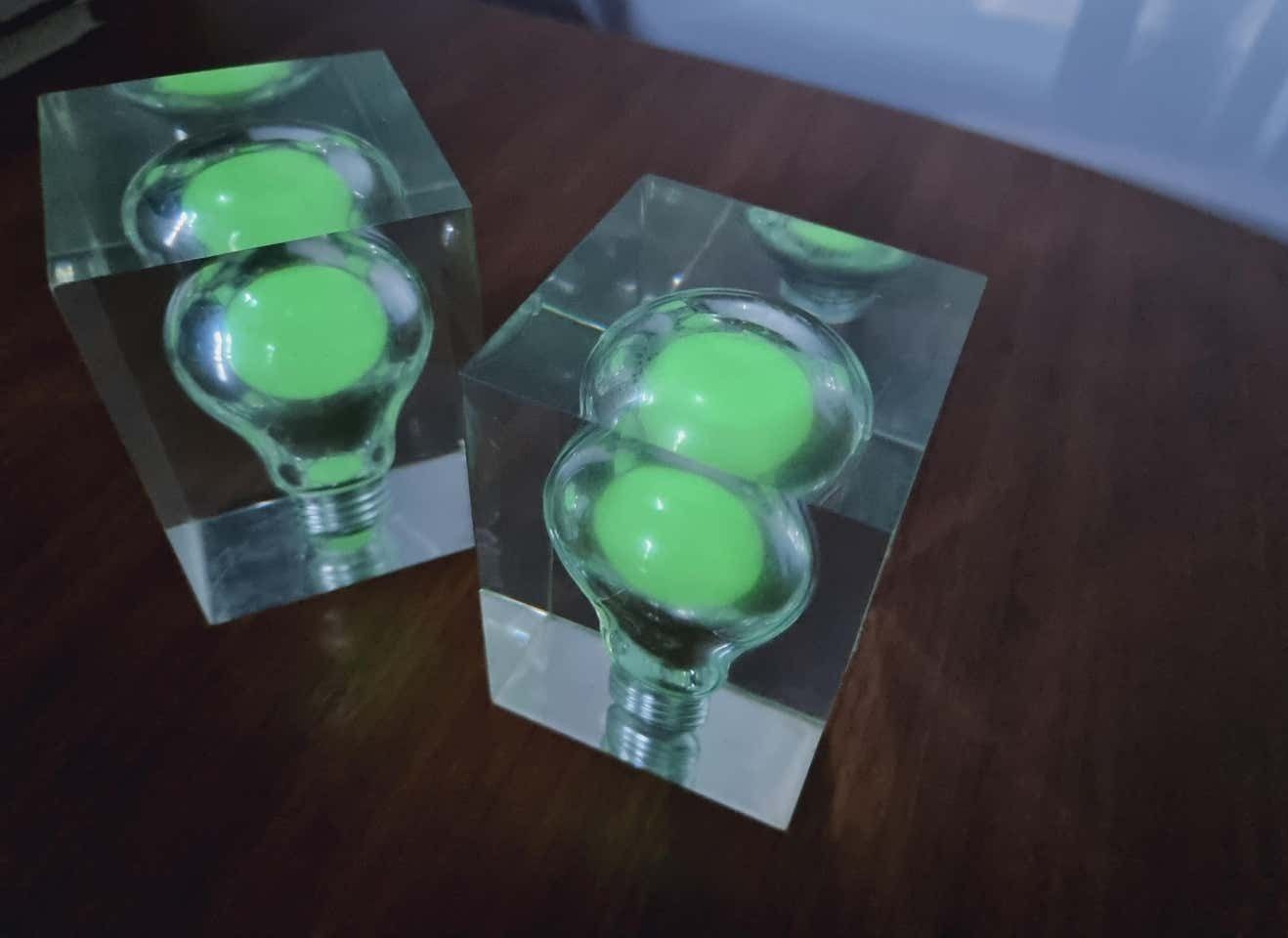 photo vinterior Pierre Giraudon, A Pair Of Lucite Sculptures "Neon", France Midcentury