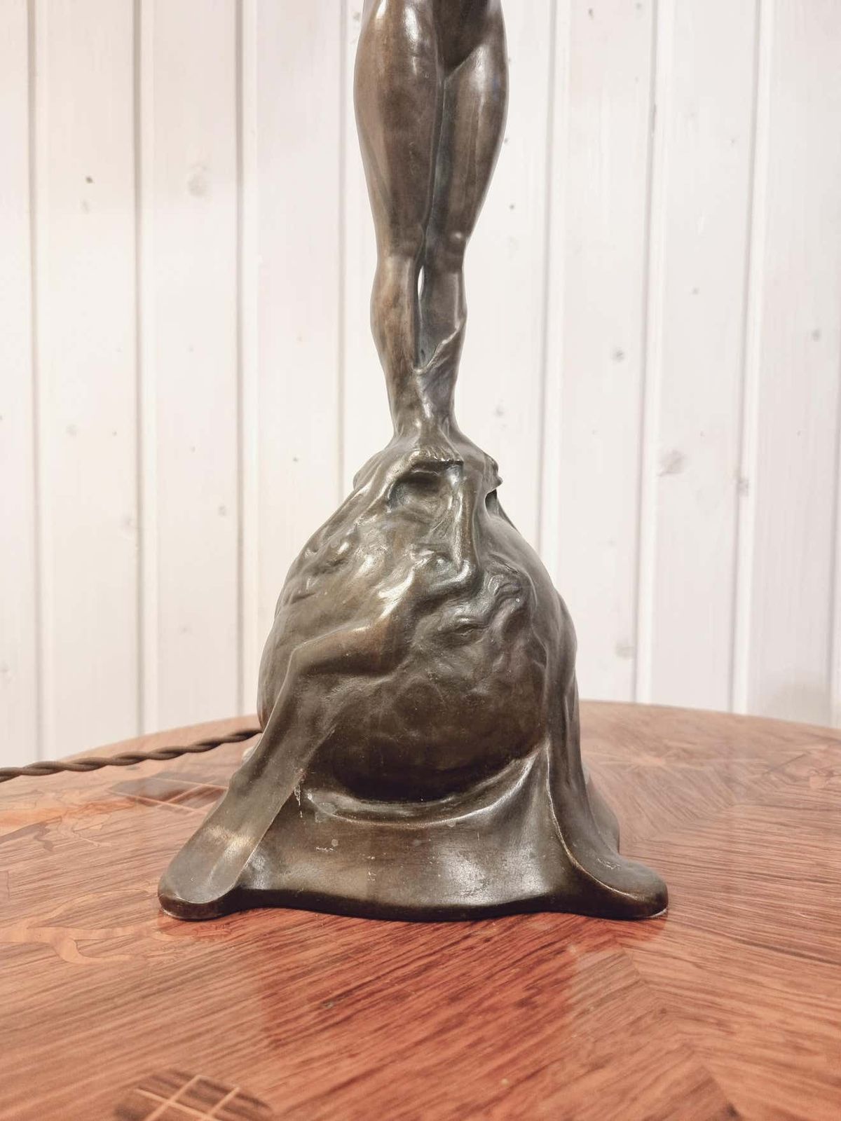 photo for sale Table Lamp In Bronze, Gerda Sprinchorn For Herman Bergman Stockholm, Art Nouveau