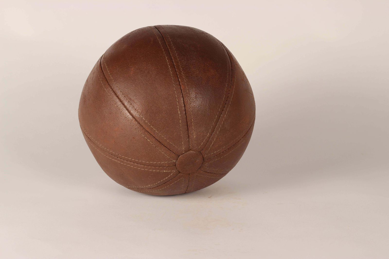 Mid Century Modern Leather Medicine Ball Perfect For Your Gymnasium photo for sale