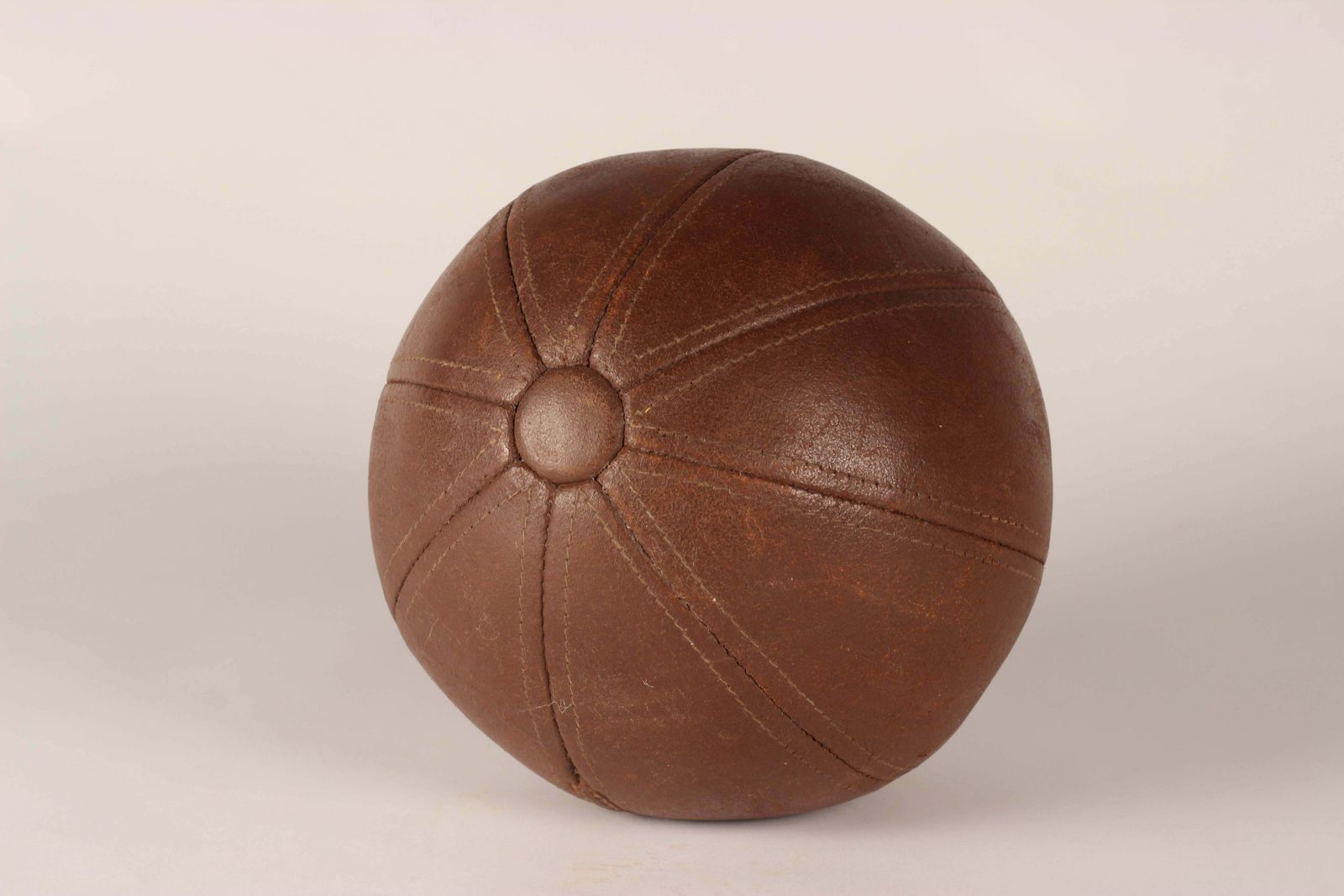 Mid Century Modern Leather Medicine Ball Perfect For Your Gymnasium photo 243.0
