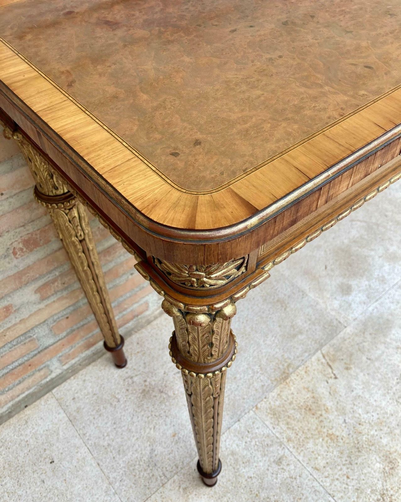 photo furniture Console mid-century française en placage de noyer et de chêne, années 1960