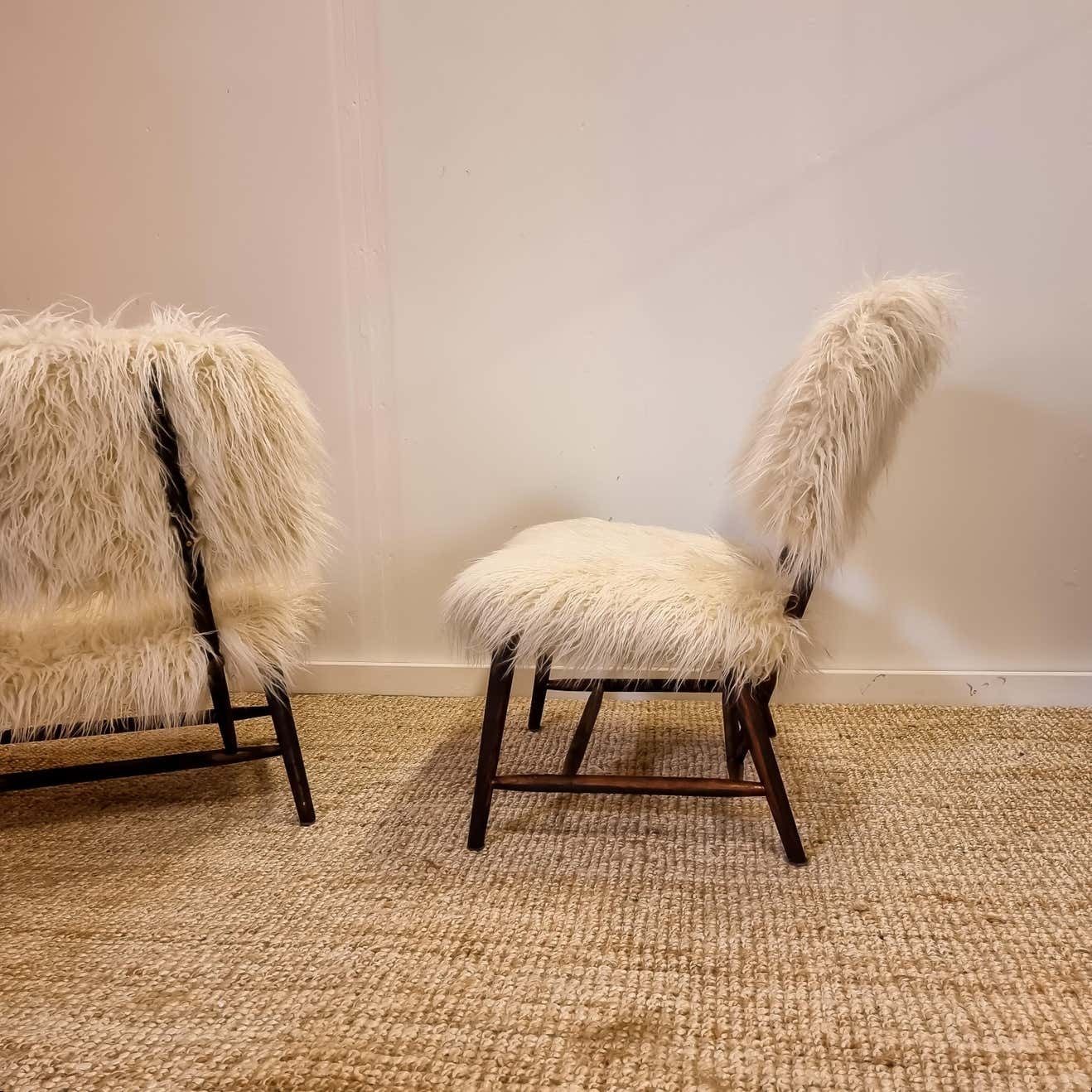 Alf Svensson, A Pair Of Classic Swedish Modern Chairs "Teve", Pierre Frey Fabric photo vinterior