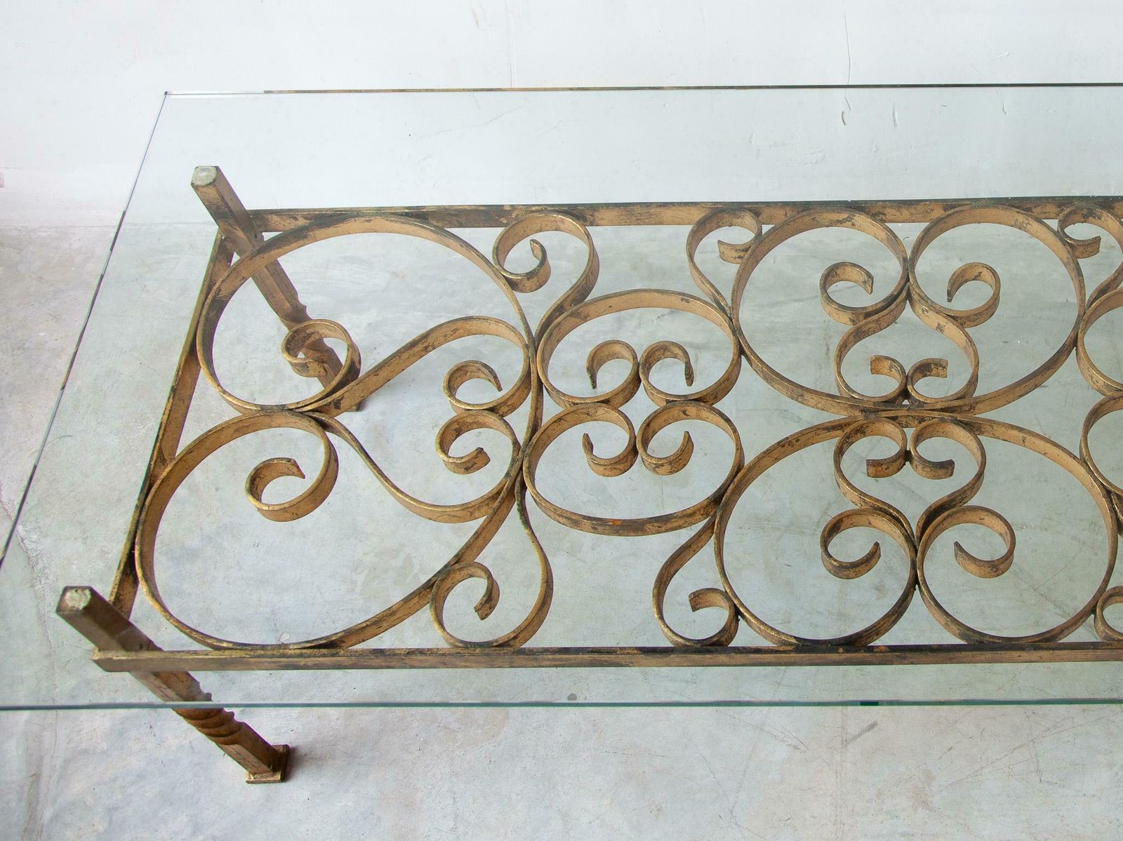 Large Wrought Iron Coffee Table In The Manner Of Gilbert Poillerat, France,1950s photo for sale