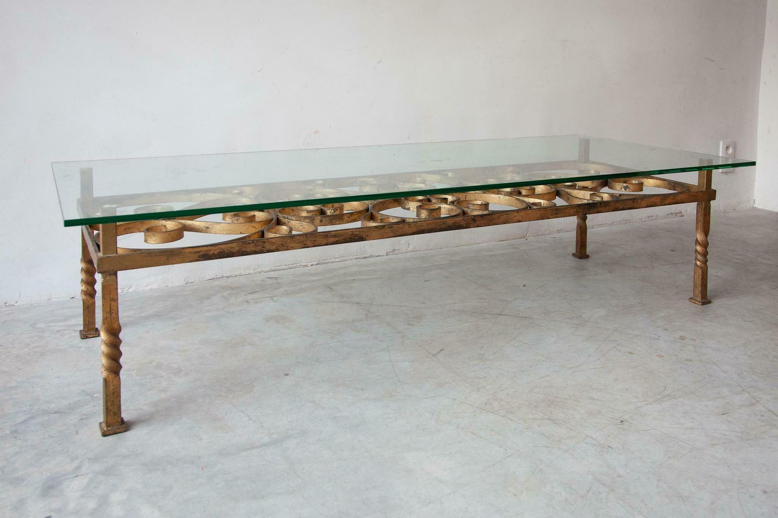 Large Wrought Iron Coffee Table In The Manner Of Gilbert Poillerat, France,1950s photo vintage