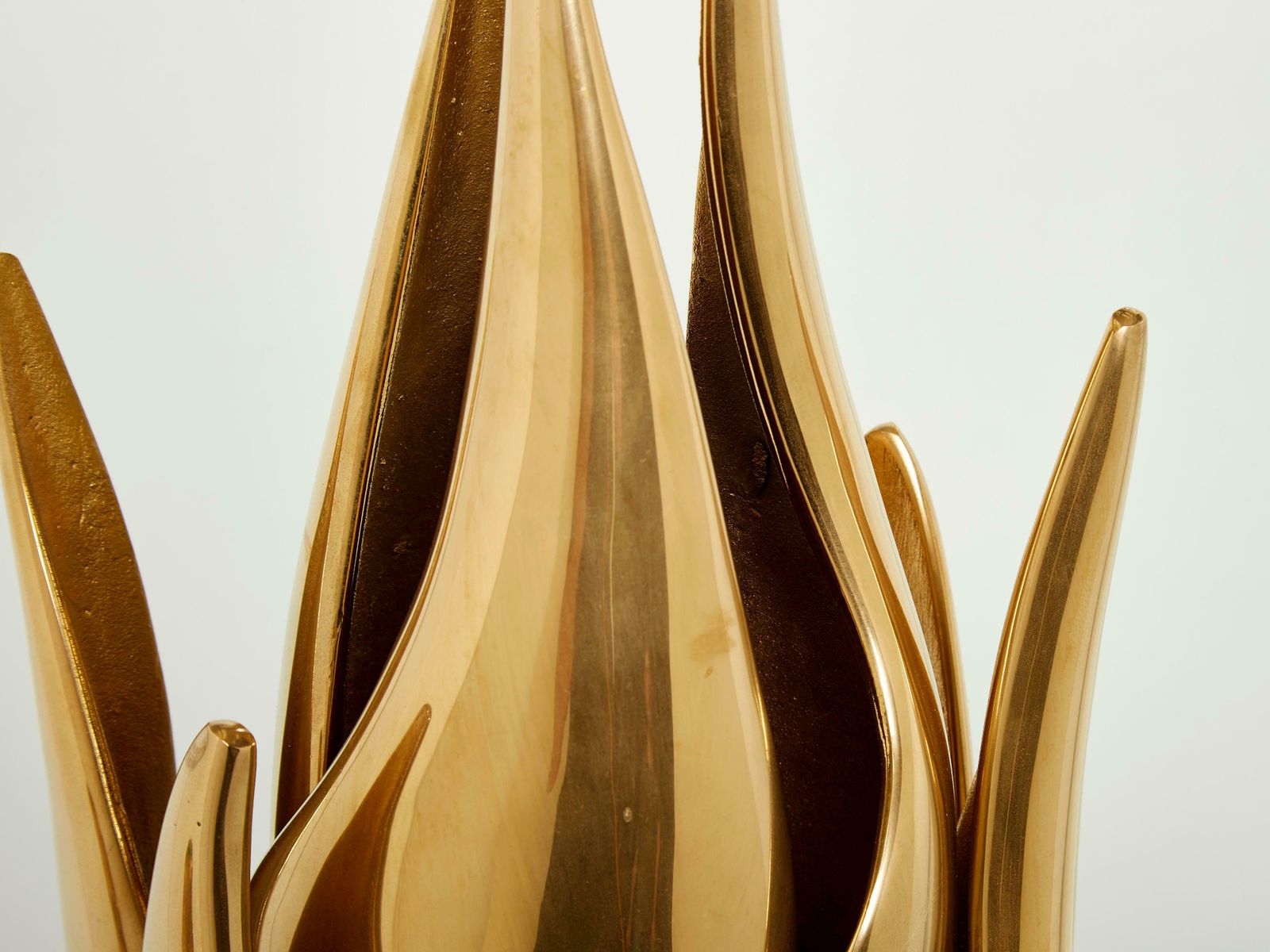 Michel Armand Gilt Bronze Modernist Flame Sculpture Table Lamp, 1970 photo 12777.855