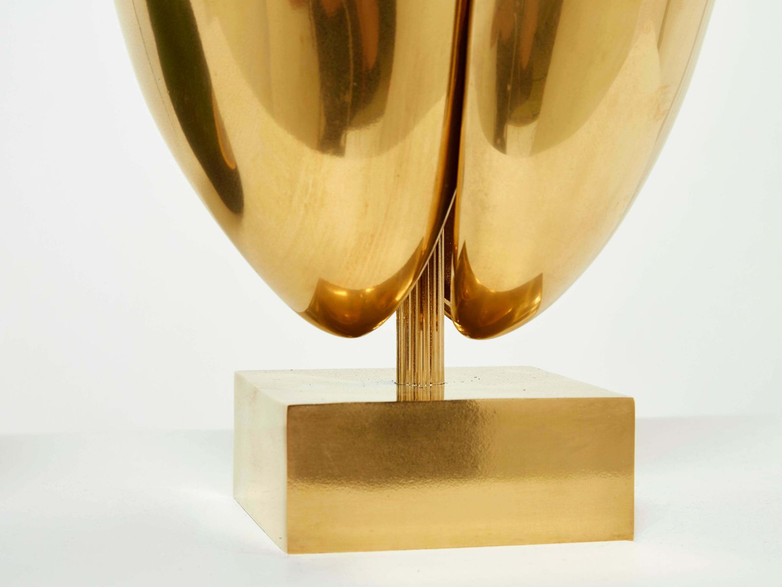 Michel Armand Gilt Bronze Modernist Flame Sculpture Table Lamp, 1970 photo vinterior