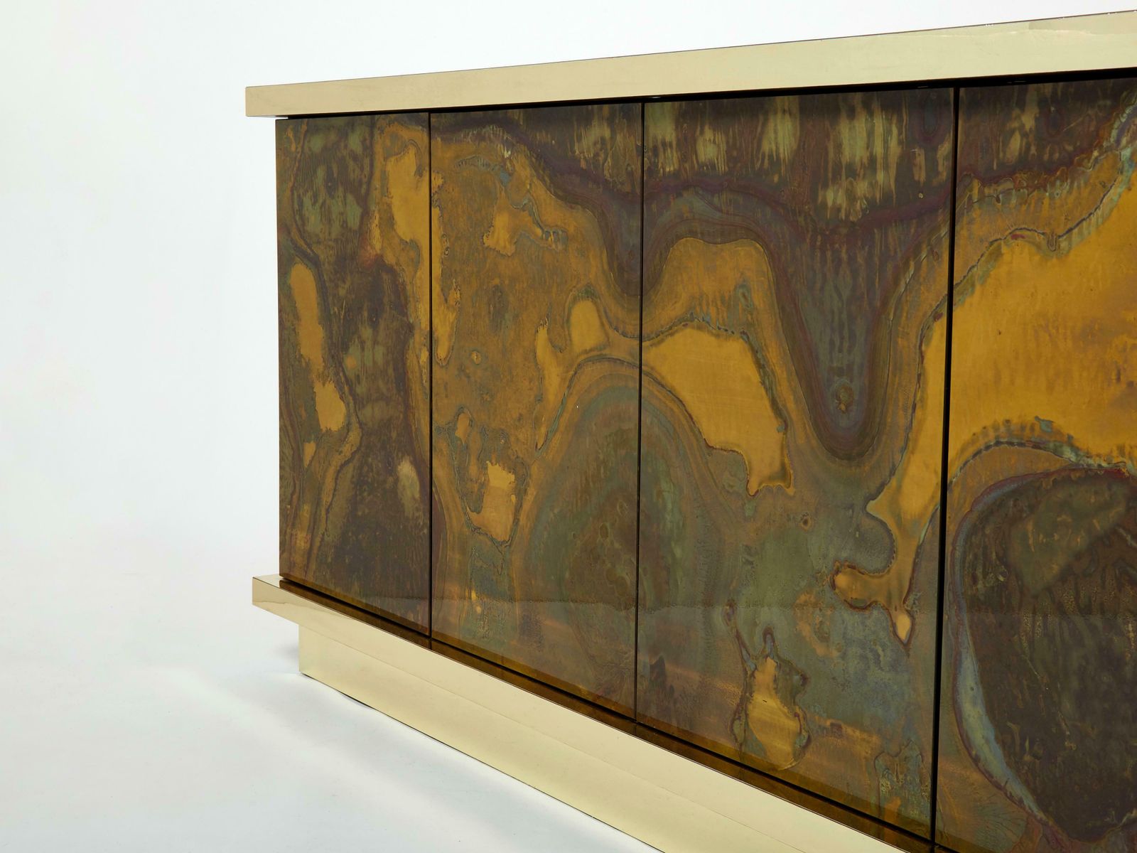 Buffet en laiton oxydé, par Isabelle et Richard Faure, années 1970 photo vinterior