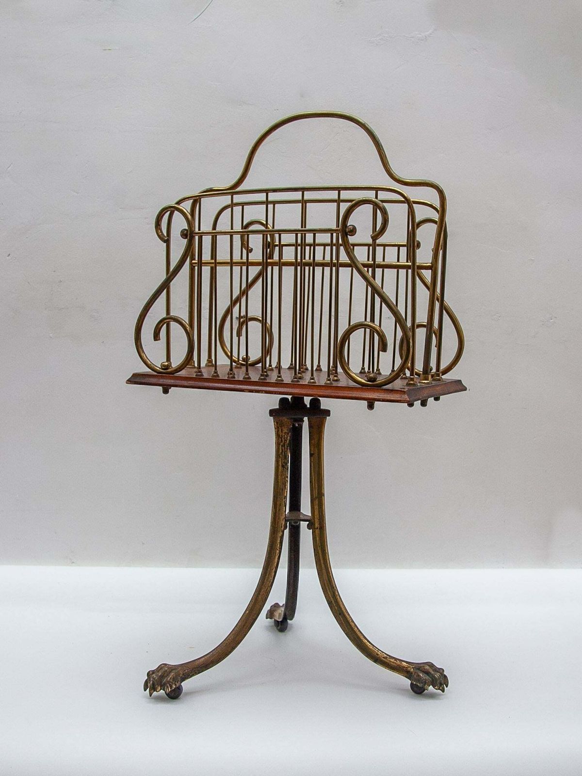 Victorian Brass Magazine Rack, Lion Feet, 19th Century photo Home Decor