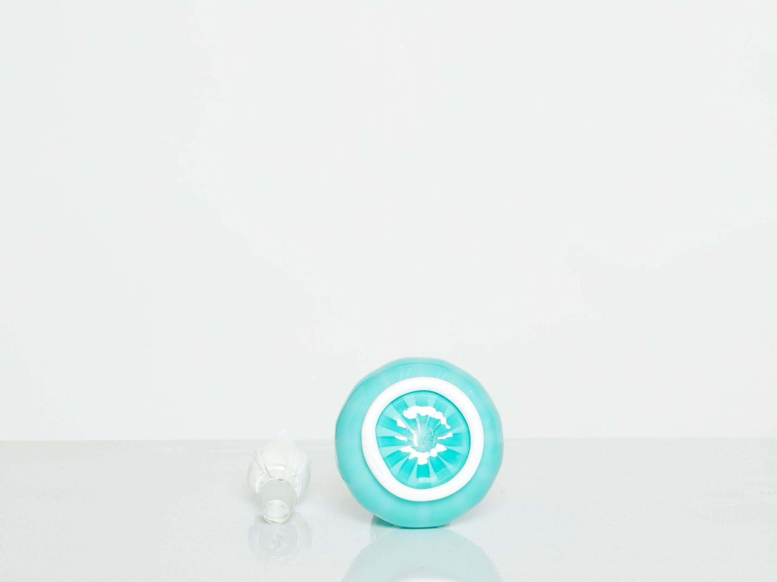 Barovier & Toso Opal Turquoise Glass Bottle Flacone With Stopper, 1950 photo vinterior