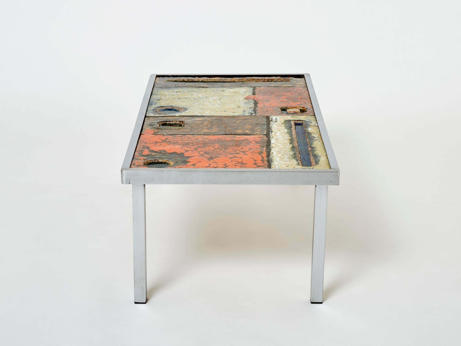 Table basse en céramique et acier Robert et Jean Cloutier, années 1950 photo vintage