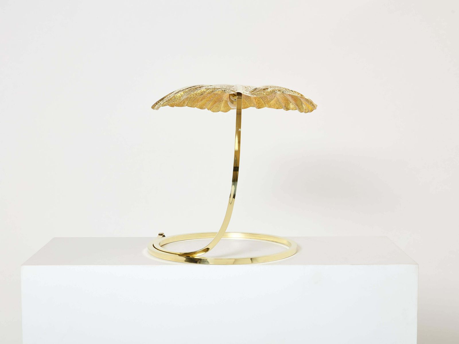 Tommaso Barbi For Bottega Gadda Rhubarb Brass Table Lamp 1970s photo vintage