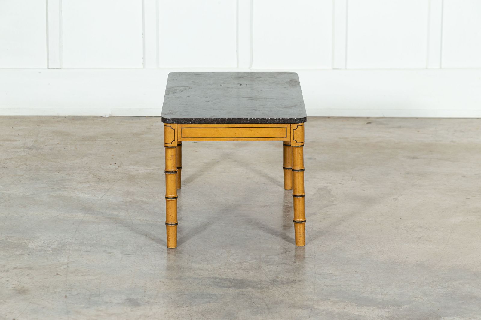 19thc English Faux Bamboo & Marble Painted Beech Coffee Table photo vintage