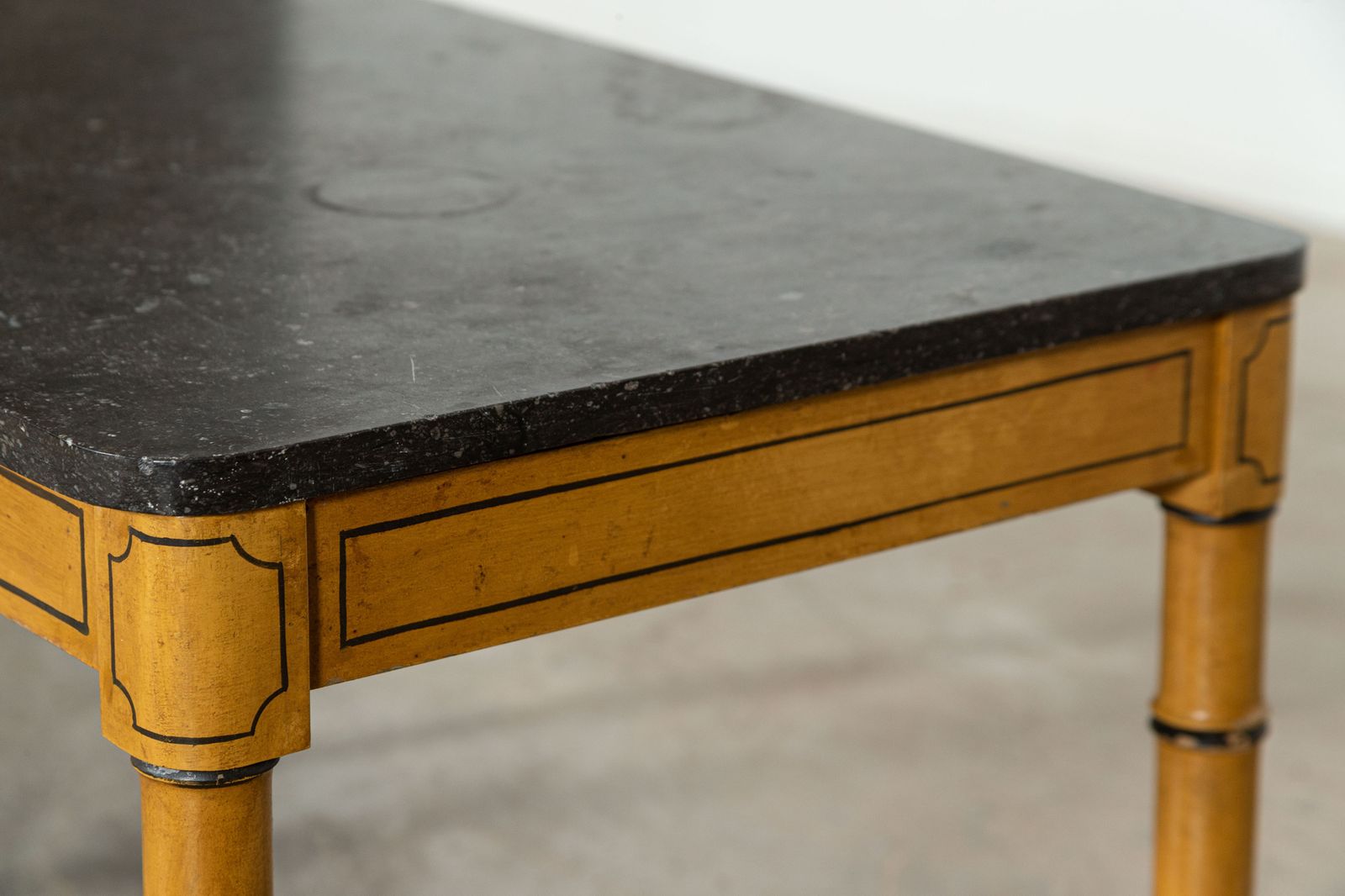 2243.0 19thc English Faux Bamboo & Marble Painted Beech Coffee Table photo