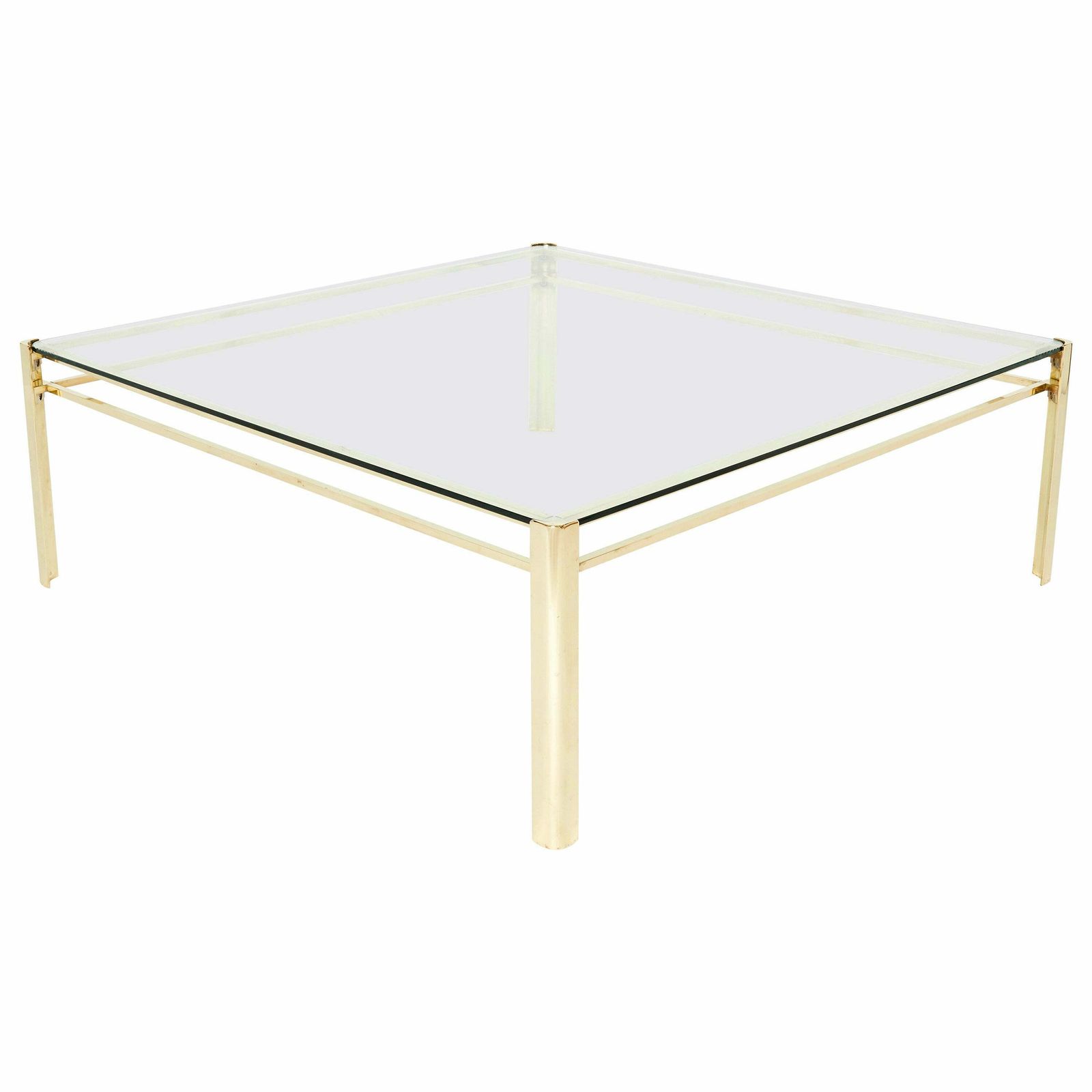 Table basse carrée en bronze, signée J.T. Lepelletier pour Broncz, années 1960
