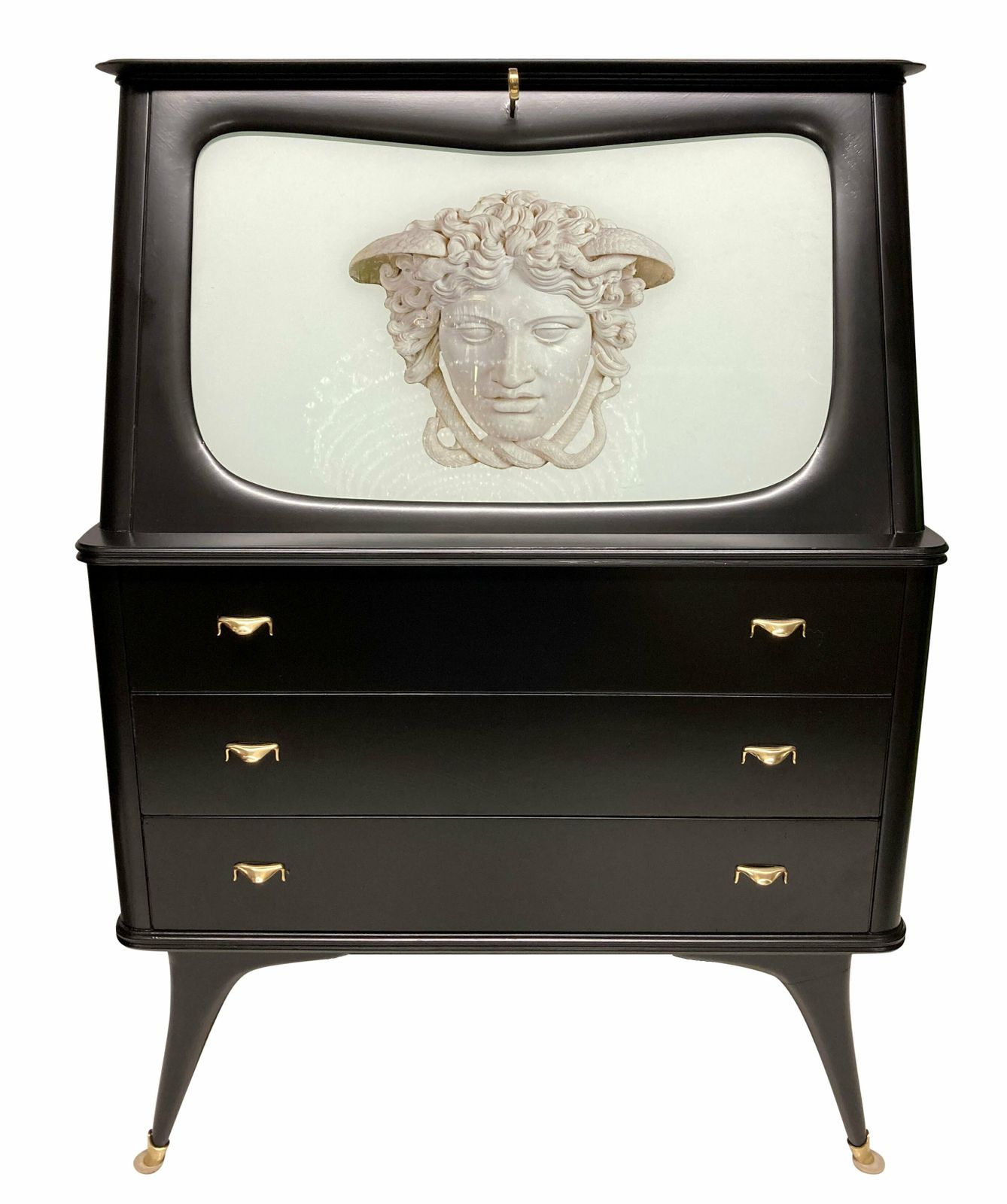 A Pair Of Black Lacquered Mid Century Secretaires By Paolo Buffa photo furniture