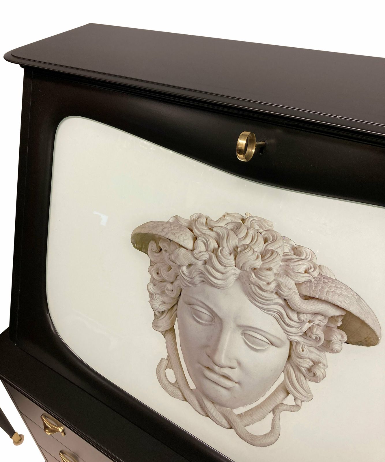 A Pair Of Black Lacquered Mid Century Secretaires By Paolo Buffa photo vintage