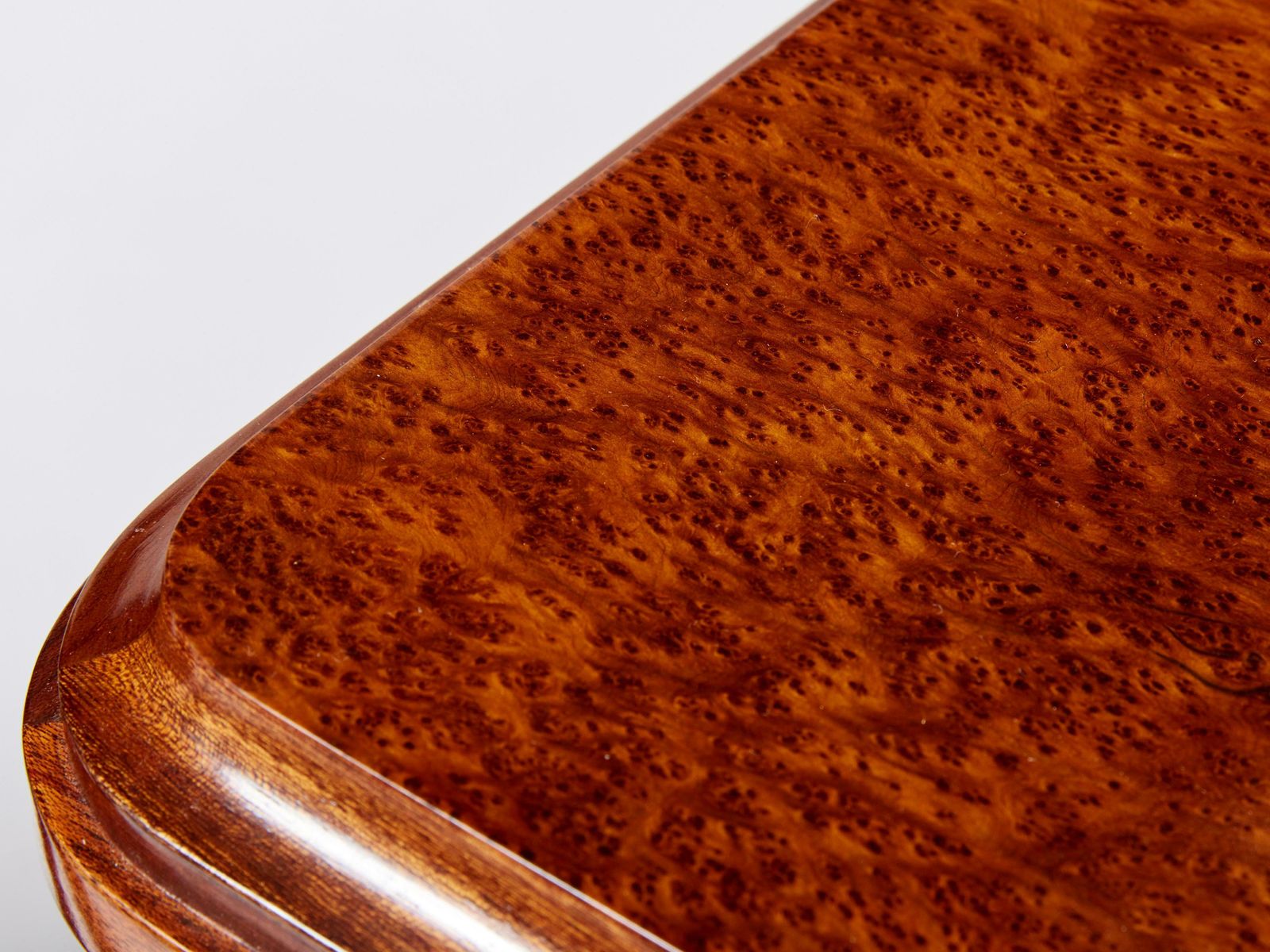 photo furniture Art Deco Amboyna Burl Wood Commode Attr. Maurice Dufrène 1940s